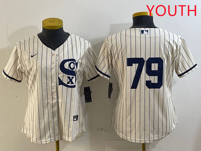 Youth Chicago White Sox #79 No Name Cream Stripe Dream Edition Game 2025 Nike MLB Jersey style 4->youth mlb jersey->Youth Jersey